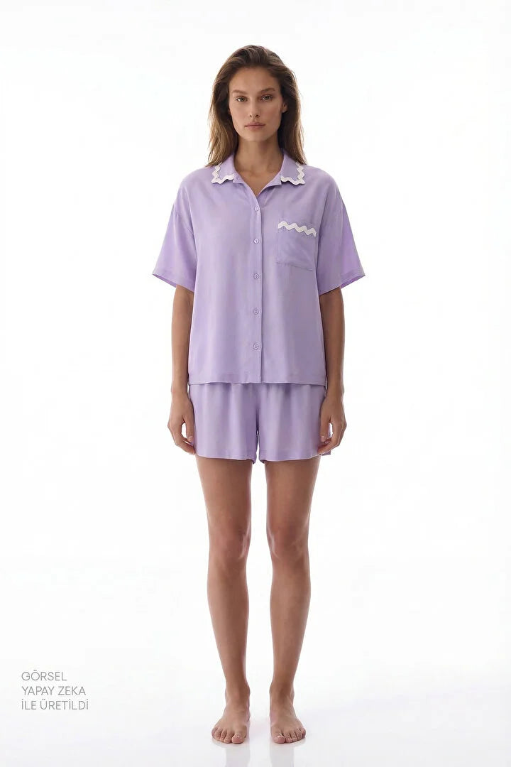 Penti Lilac Shirt & Shorts Pyjama Set