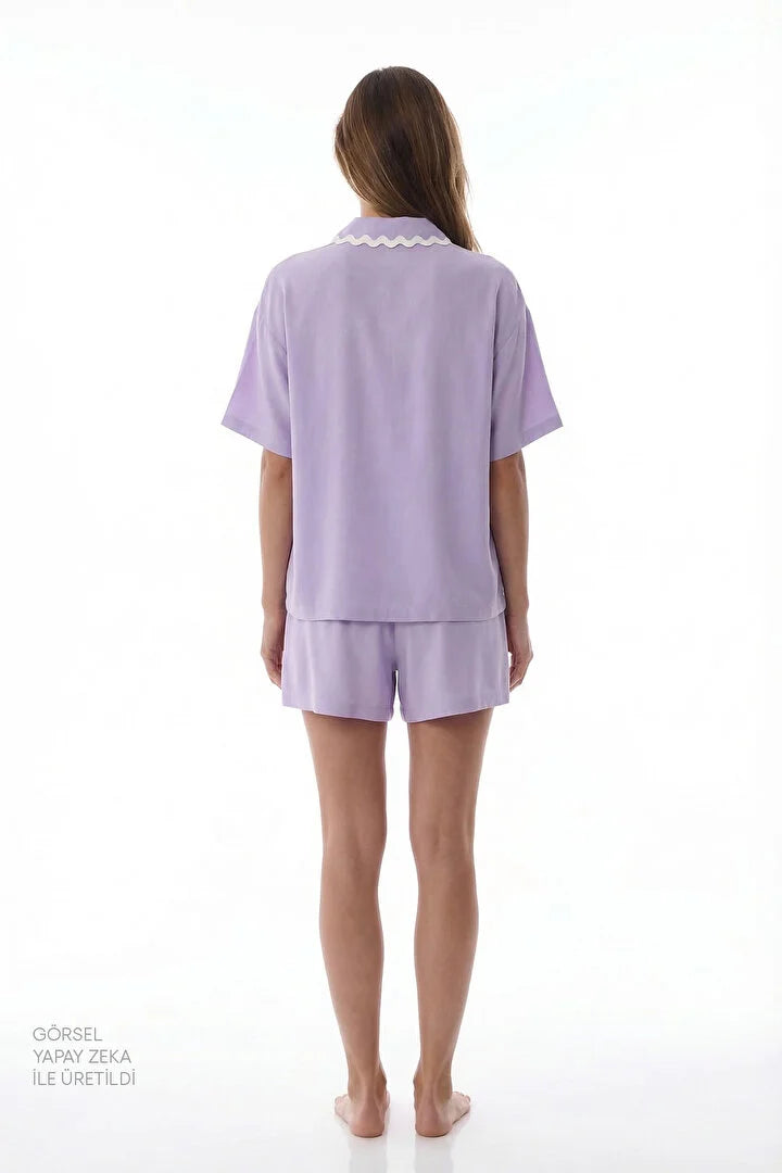 Penti Lilac Shirt & Shorts Pyjama Set