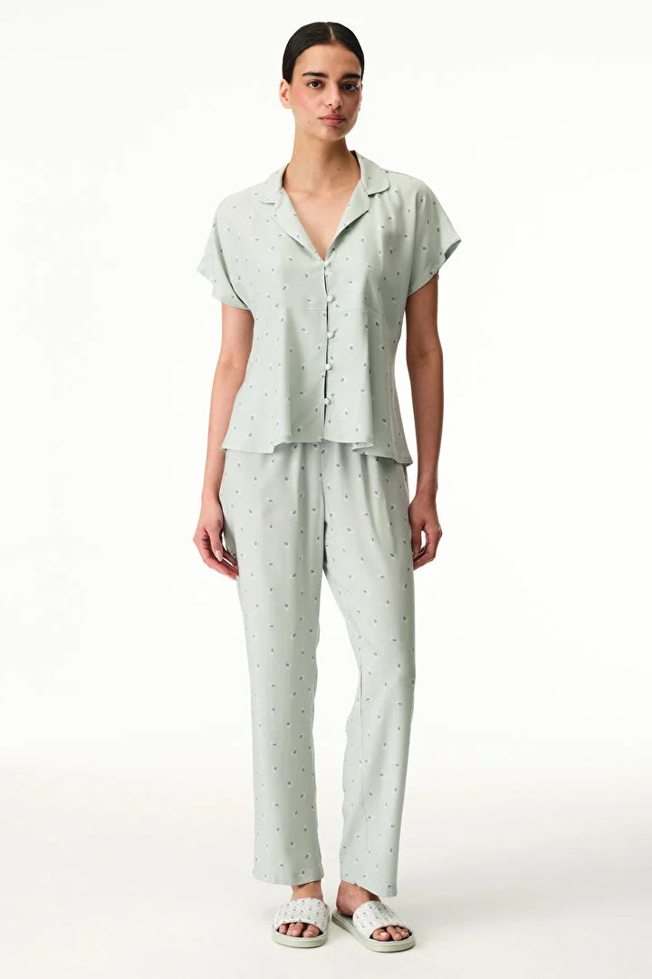 Penti Light Green Serenity Shirt & Pants Pajama Set