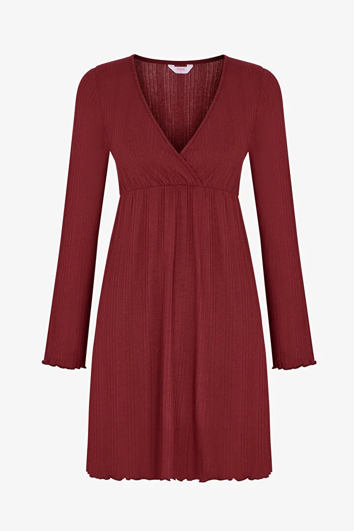 Penti Bordeaux Rib Long Sleeve Nightgown