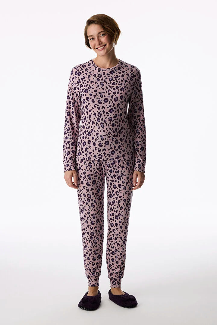 Penti Lilac Midnight Mood Pantolon Animal Print Long Sleeve Pyjama Set