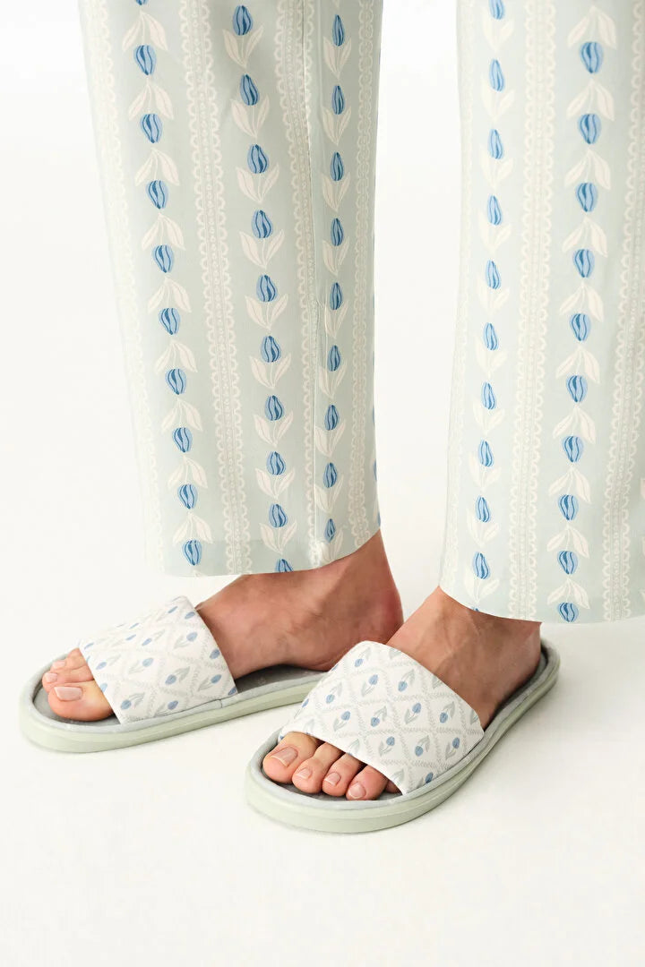 Penti Light Green Serenity Floral Slippers
