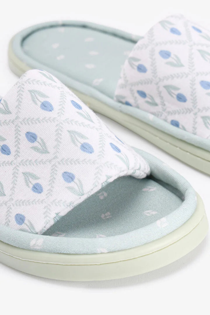 Penti Light Green Serenity Floral Slippers