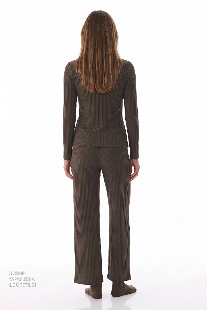 Penti Khaki Lilah Long-Sleeved Pants Pajama Set