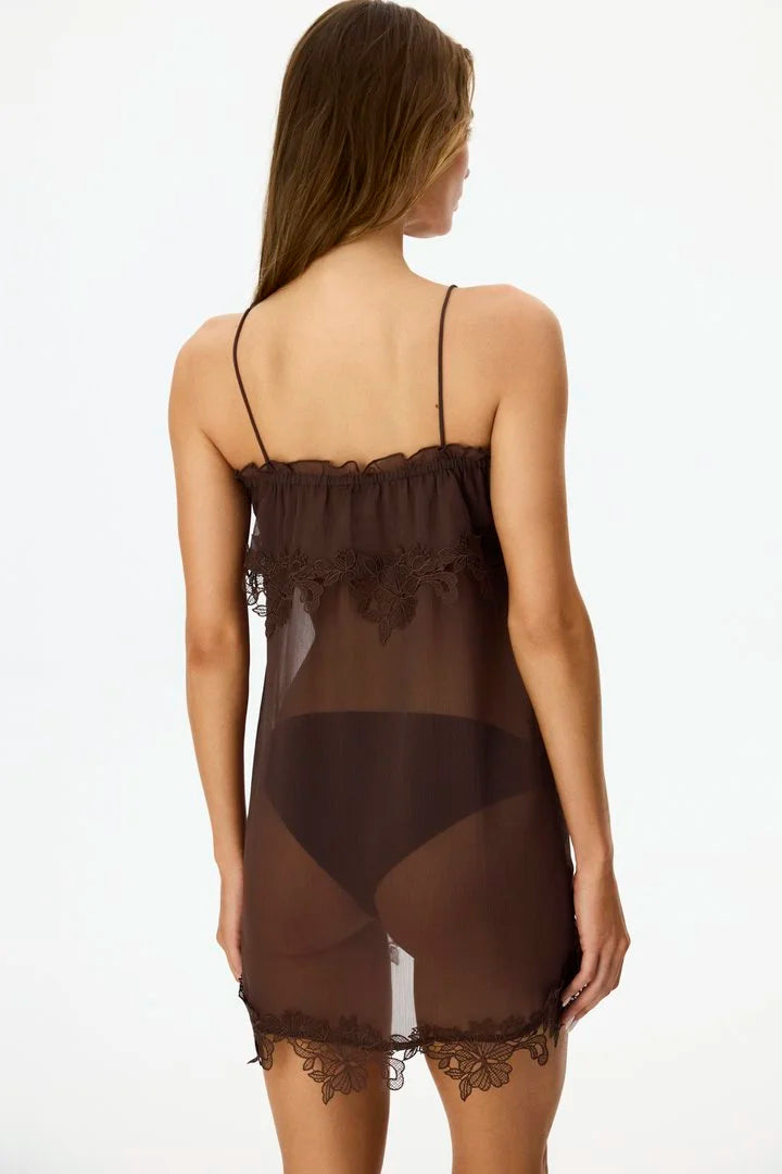 Penti Brown Jasmin Chiffon Lace Nightdress