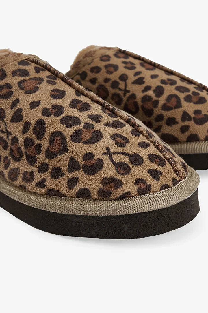 Penti Beige Leopard Patterned Home Slippers