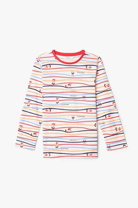 Penti Boys' Acrobat Striped Cotton Long Sleeve 2-Piece Pajama Set