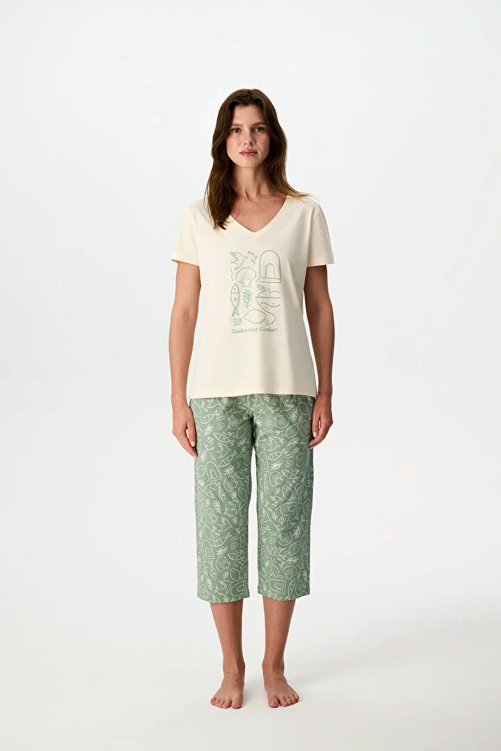 Penti Light Green Golden Hour Capri Pajama Set