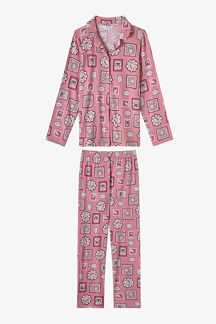 Penti Light Pink Long-Sleeve Shirt and Pants Pajama Set