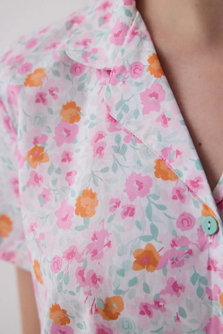 Penti Travel Floral Shirt Short Multi Color Pj Set