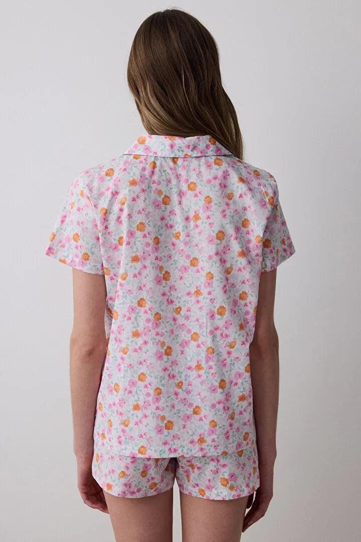 Penti Travel Floral Shirt Short Multi Color Pj Set