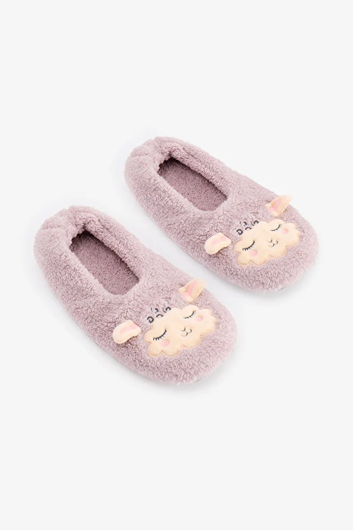 Penti Lilac Sleepy Sheep Slogan Print House Slippers