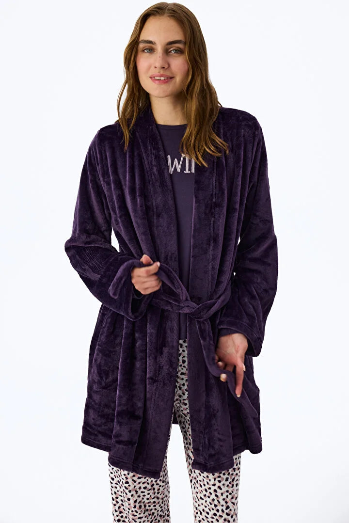 Penti Dark Purple Midnight Mood Long Sleeved Robe