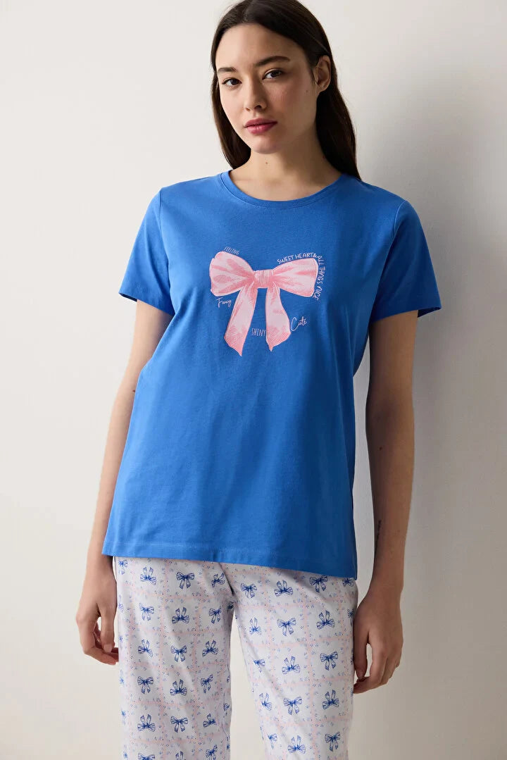 Penti Fancy Bows Pant Blue Pj Set