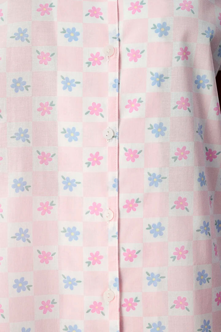 Penti Off-White Flowers Shirt & Shorts Pyjama Set