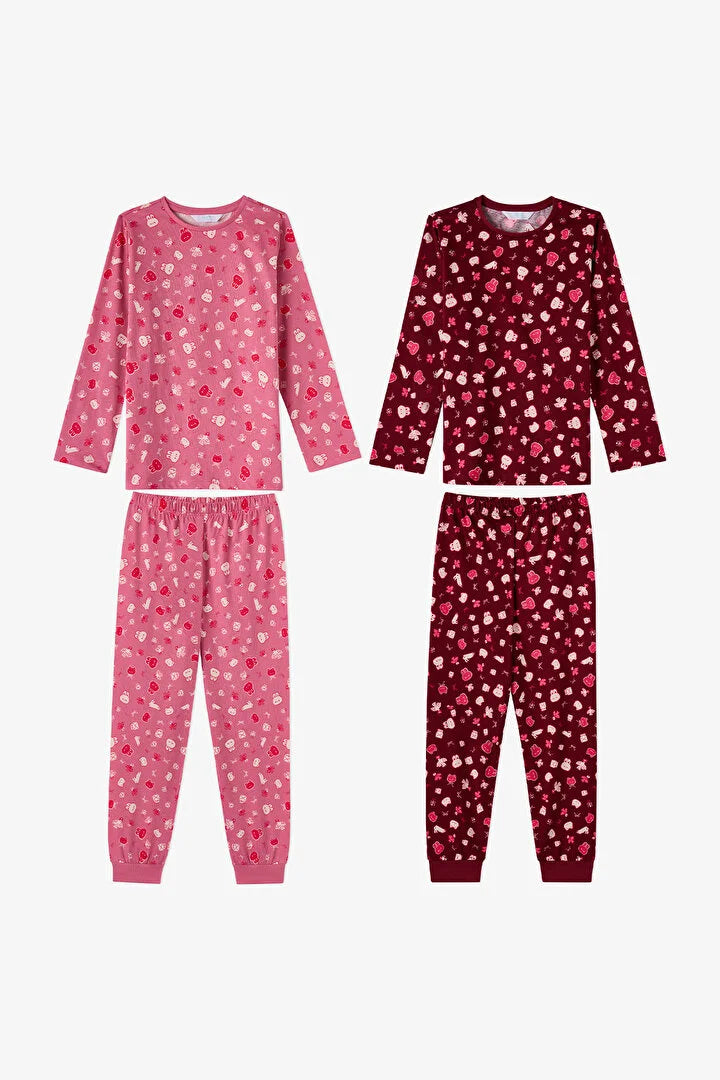 Penti Rose Pink Cotton Long-Sleeved 2-Piece Pajama Set