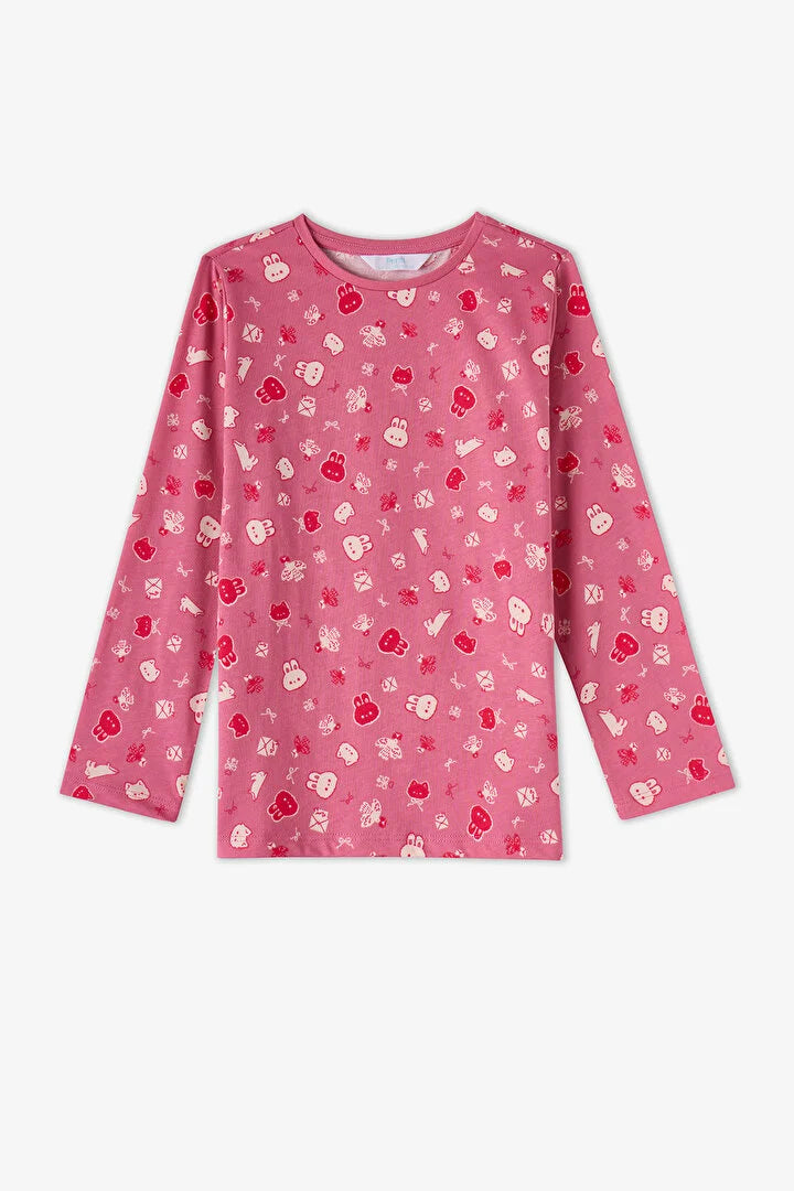 Penti Rose Pink Cotton Long-Sleeved 2-Piece Pajama Set
