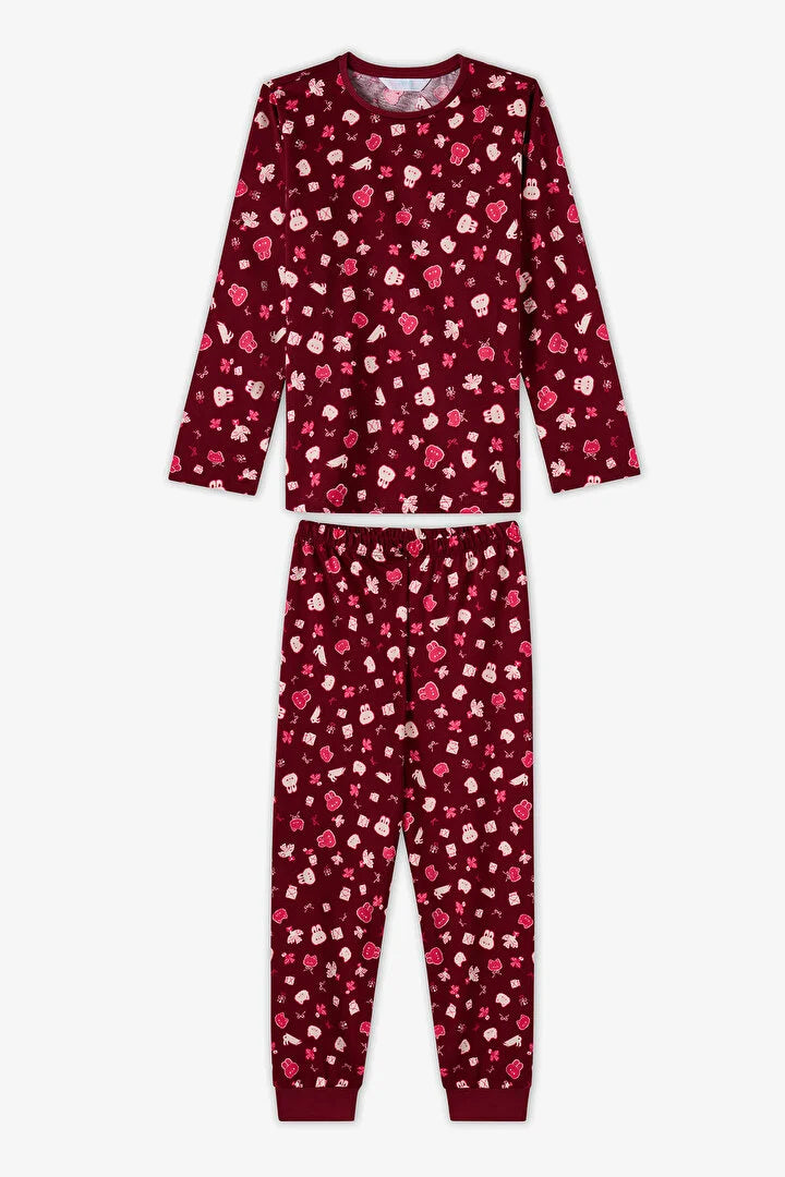 Penti Rose Pink Cotton Long-Sleeved 2-Piece Pajama Set