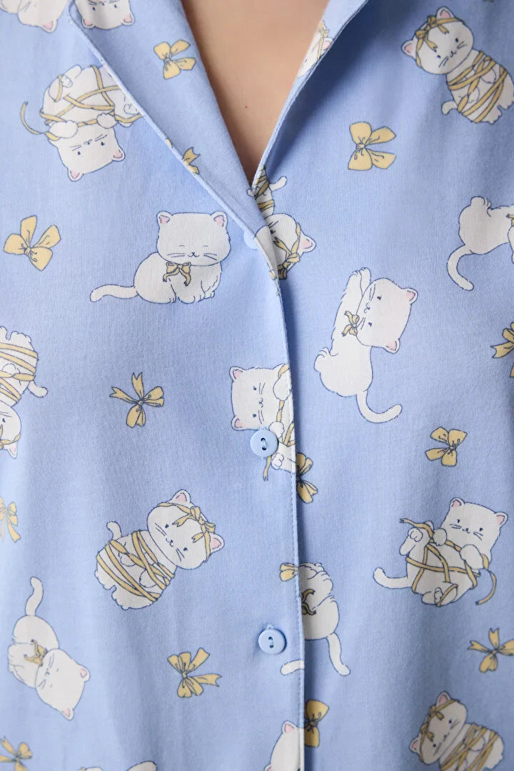 Penti Shirt Pant Light Blue Pj Set