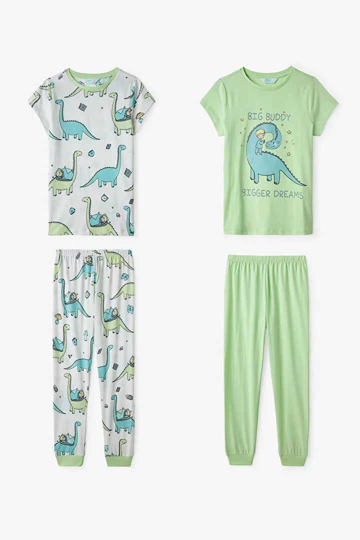 Penti Light Green Boys Sleepasaurus 2in1 Pajama Set