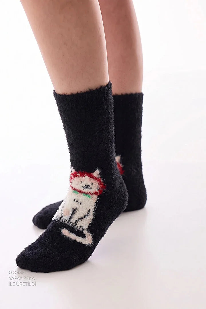 Penti Dark Grey Happy Cat Cat Print Ankle Socks