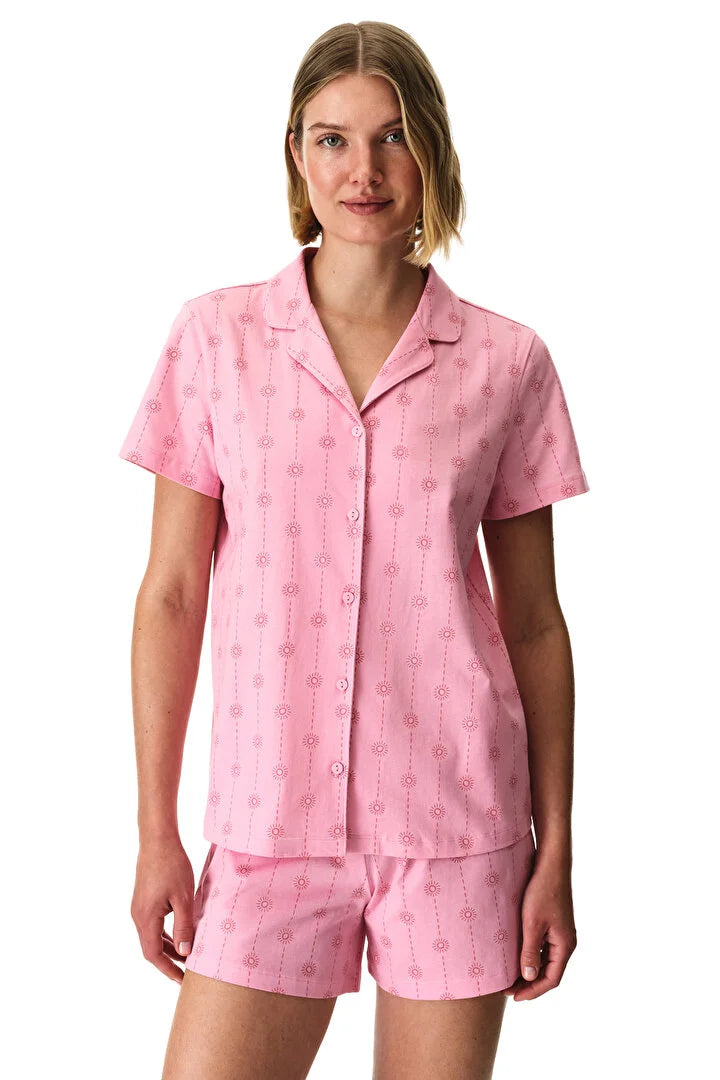 Penti Pink Pink Stardust Shirt & Shorts Pajama Set