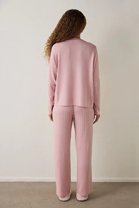 Penti Pink Crew Neck Long Sleeve Pajama Set