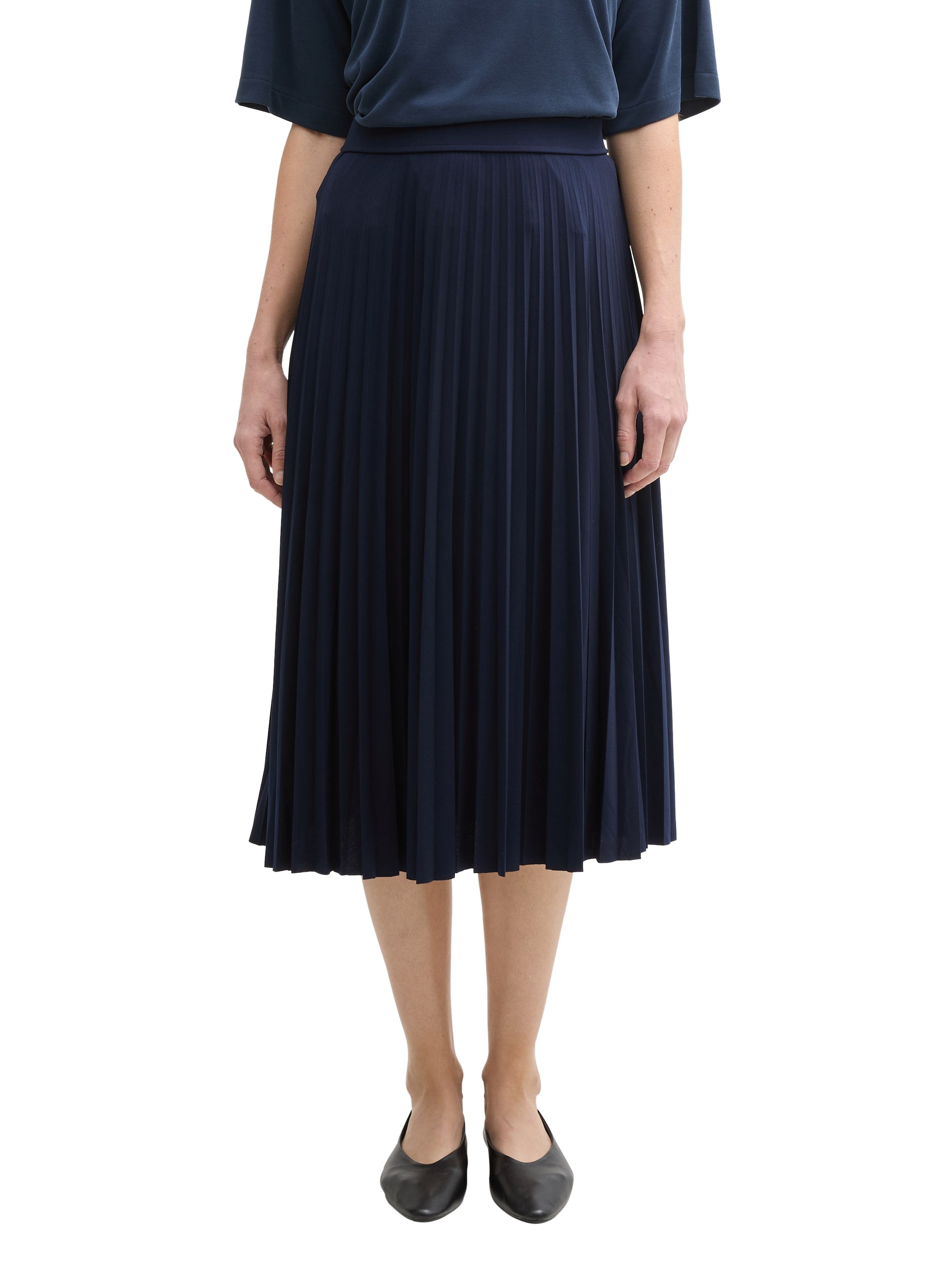 Tom Tailor Pleated Navy Midi Skirt