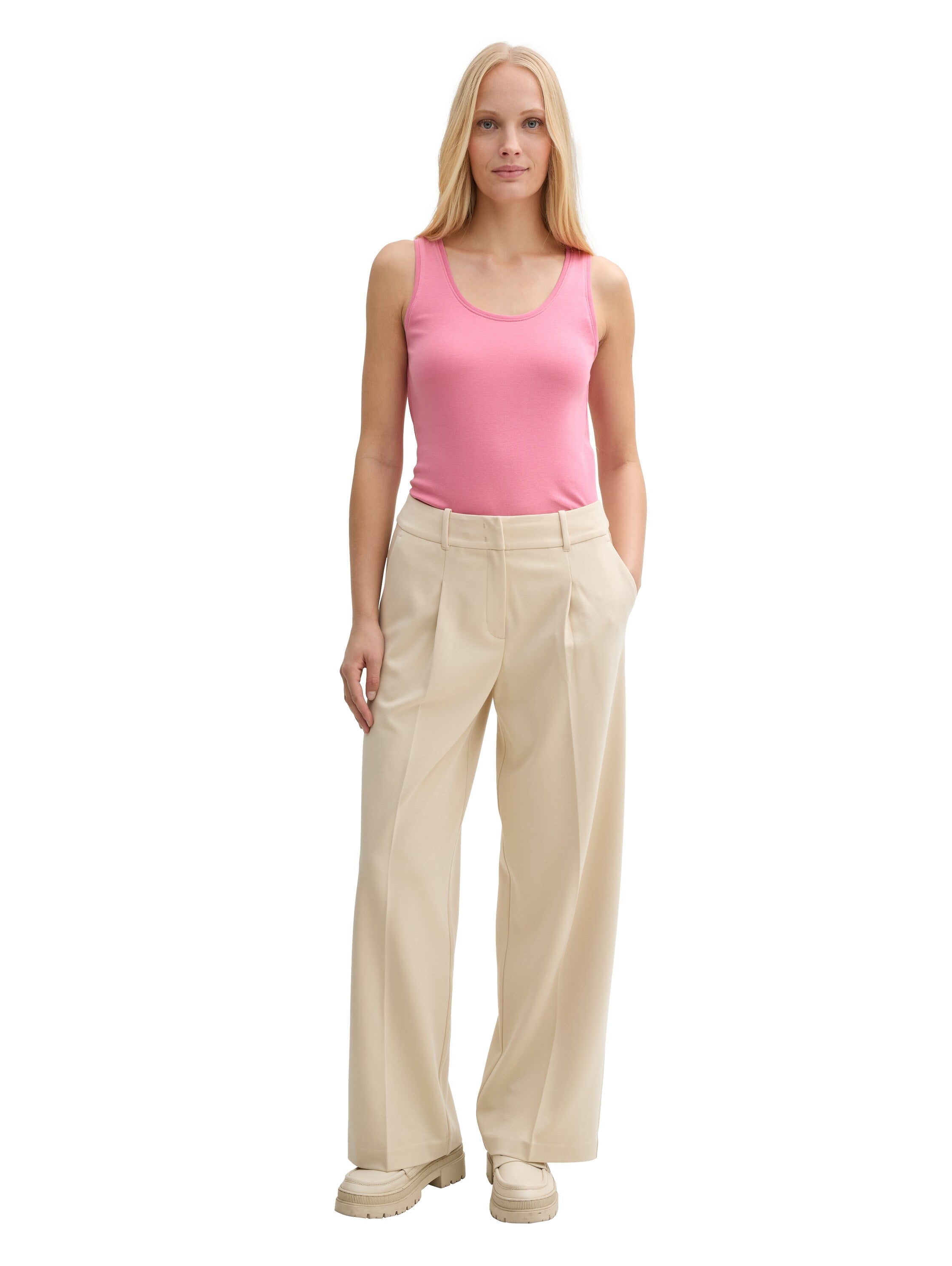 Tom Tailor Pink Basic Top With Round Neckline