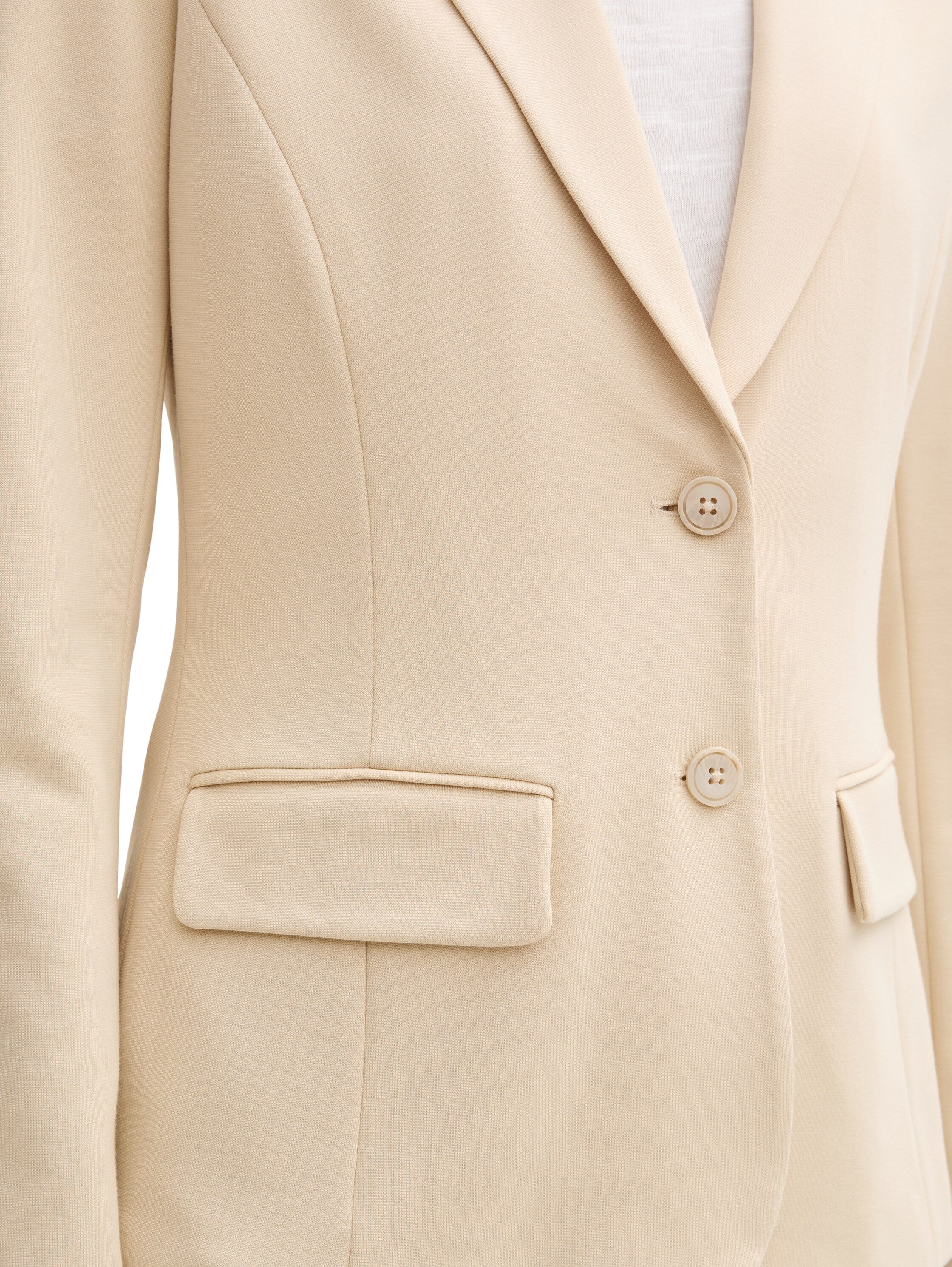 Tom Tailor Beige Slim Fit Blazer With Flap Pockets