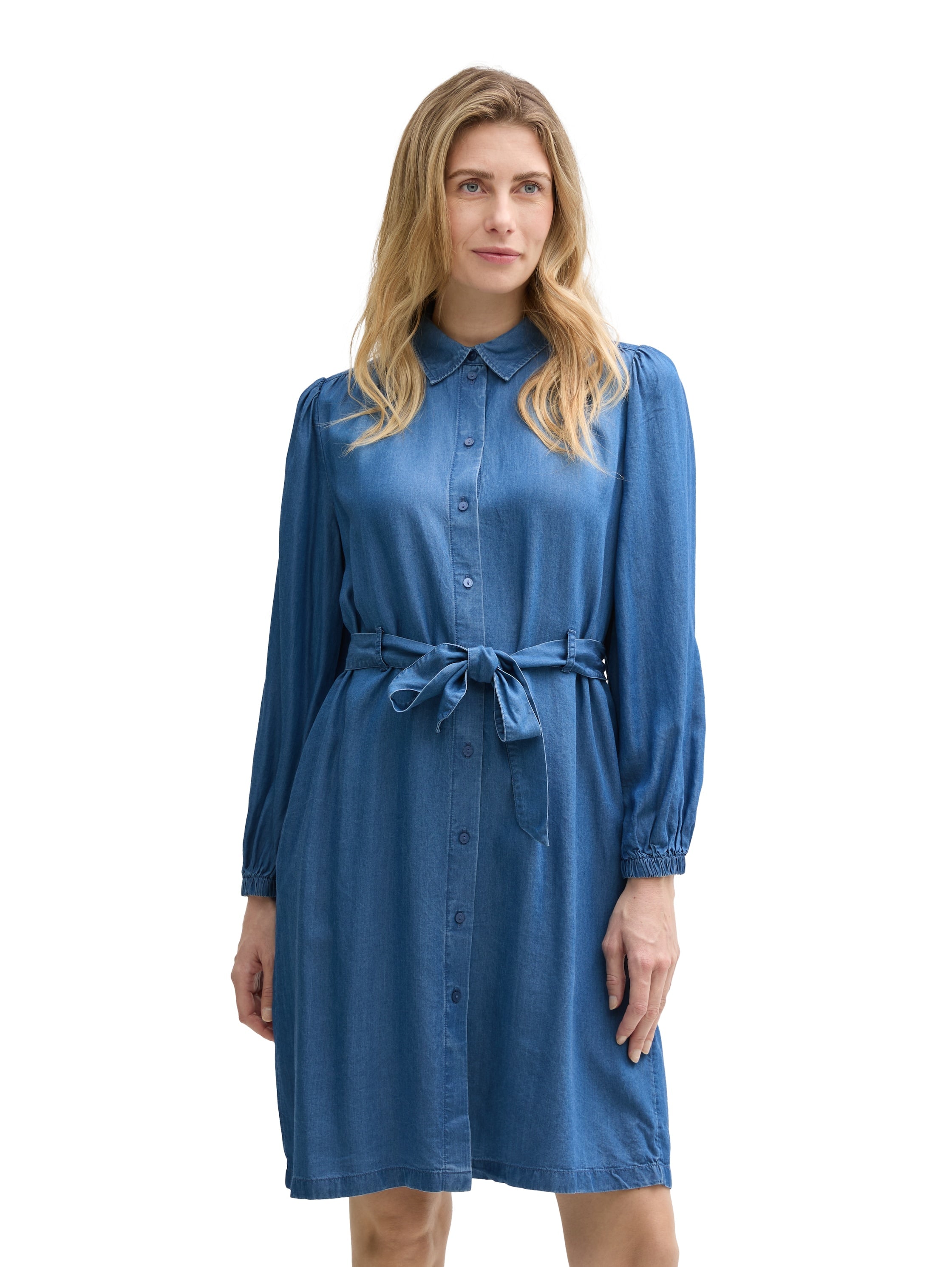 Tom Tailor Blue Denim Belted Blouse Dress