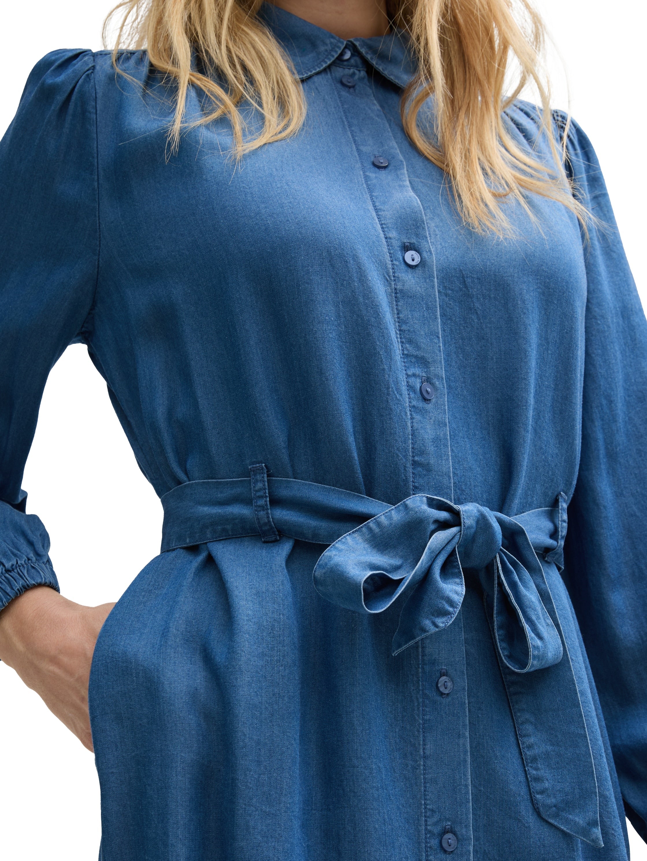 Tom Tailor Blue Denim Belted Blouse Dress