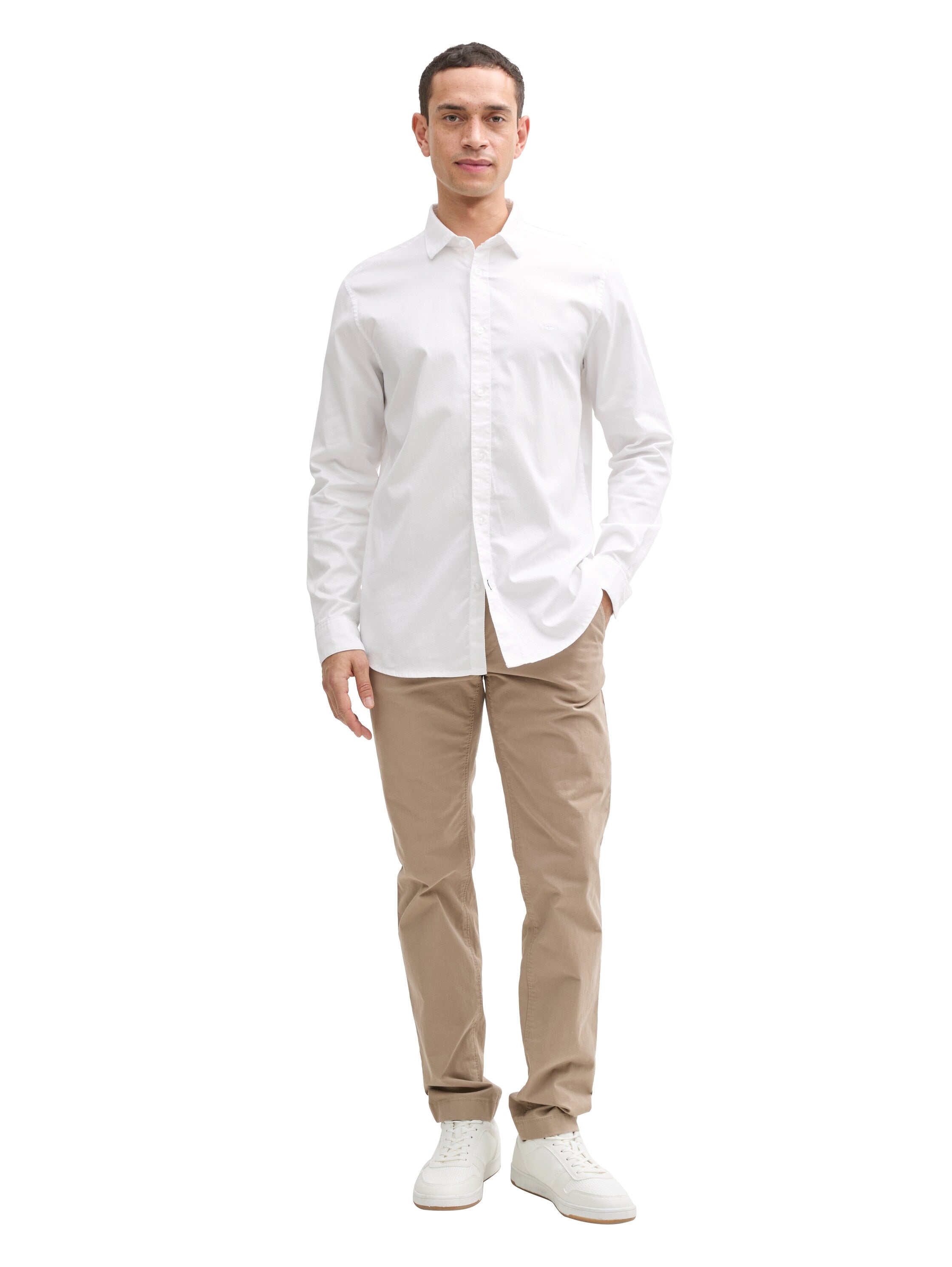 Tom Tailor Long Sleeved White Basic Shirt