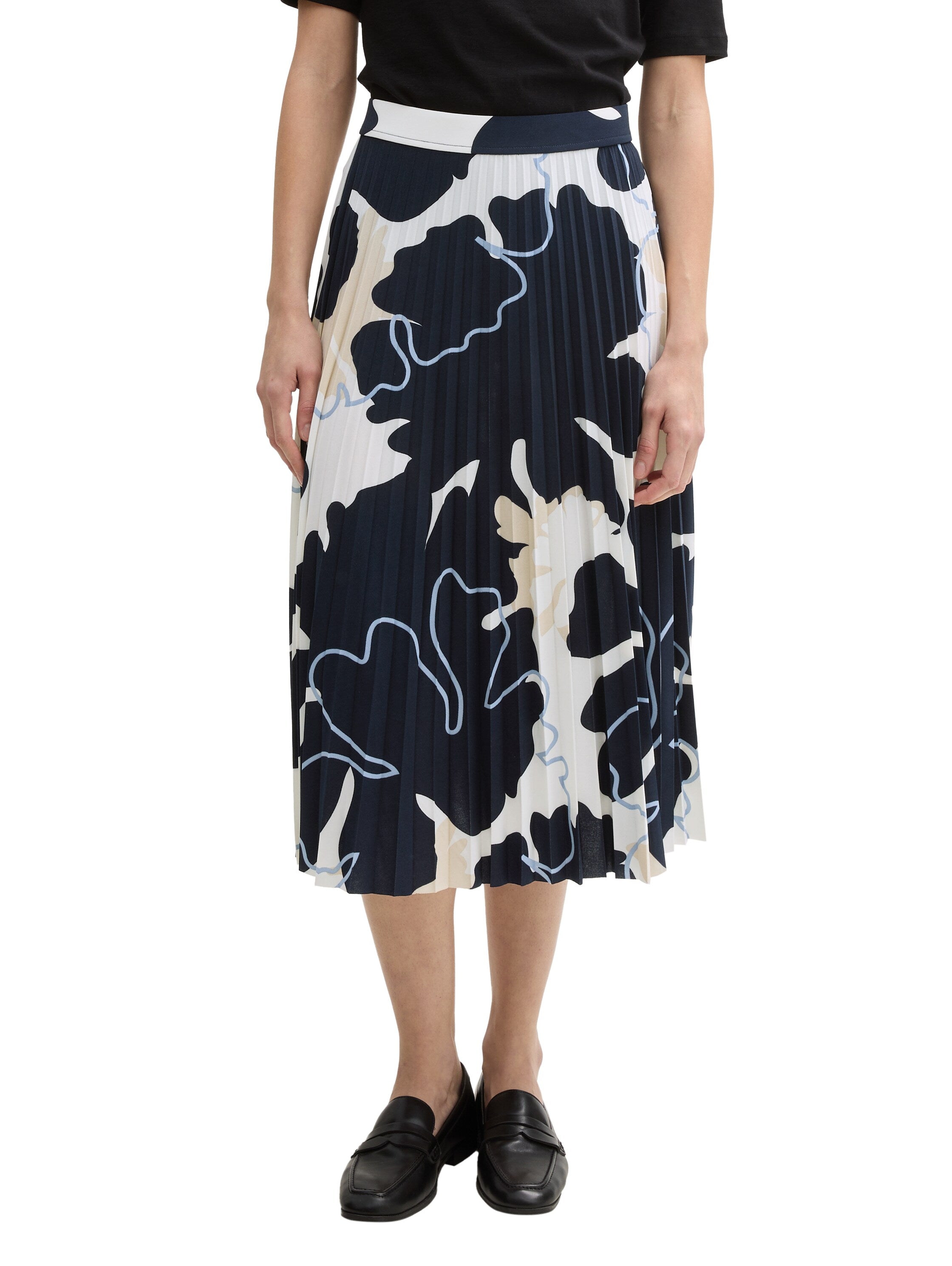 Tom Tailor Pleated Midi Skirt With Floral Shapes Design