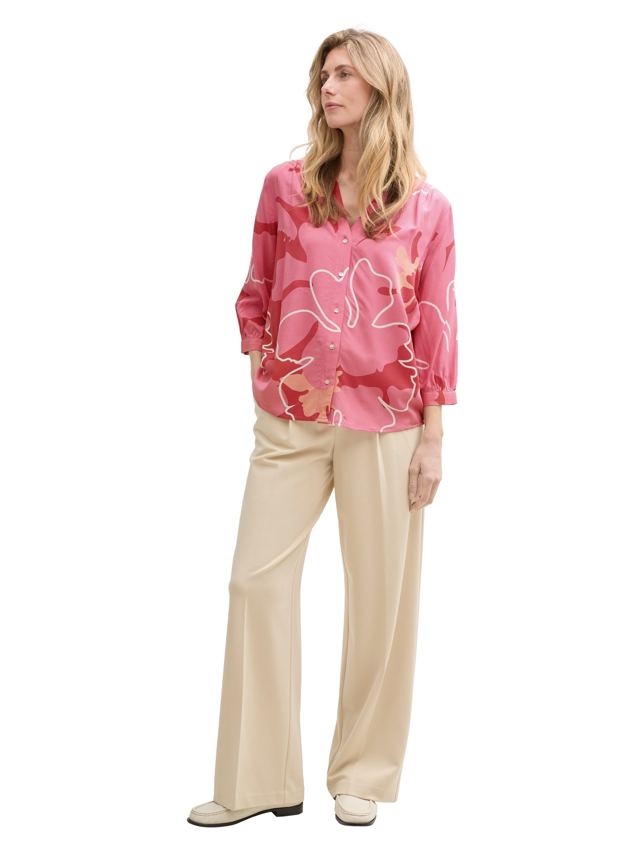 Tom Tailor Pink Blouse With Floral Shapes Design