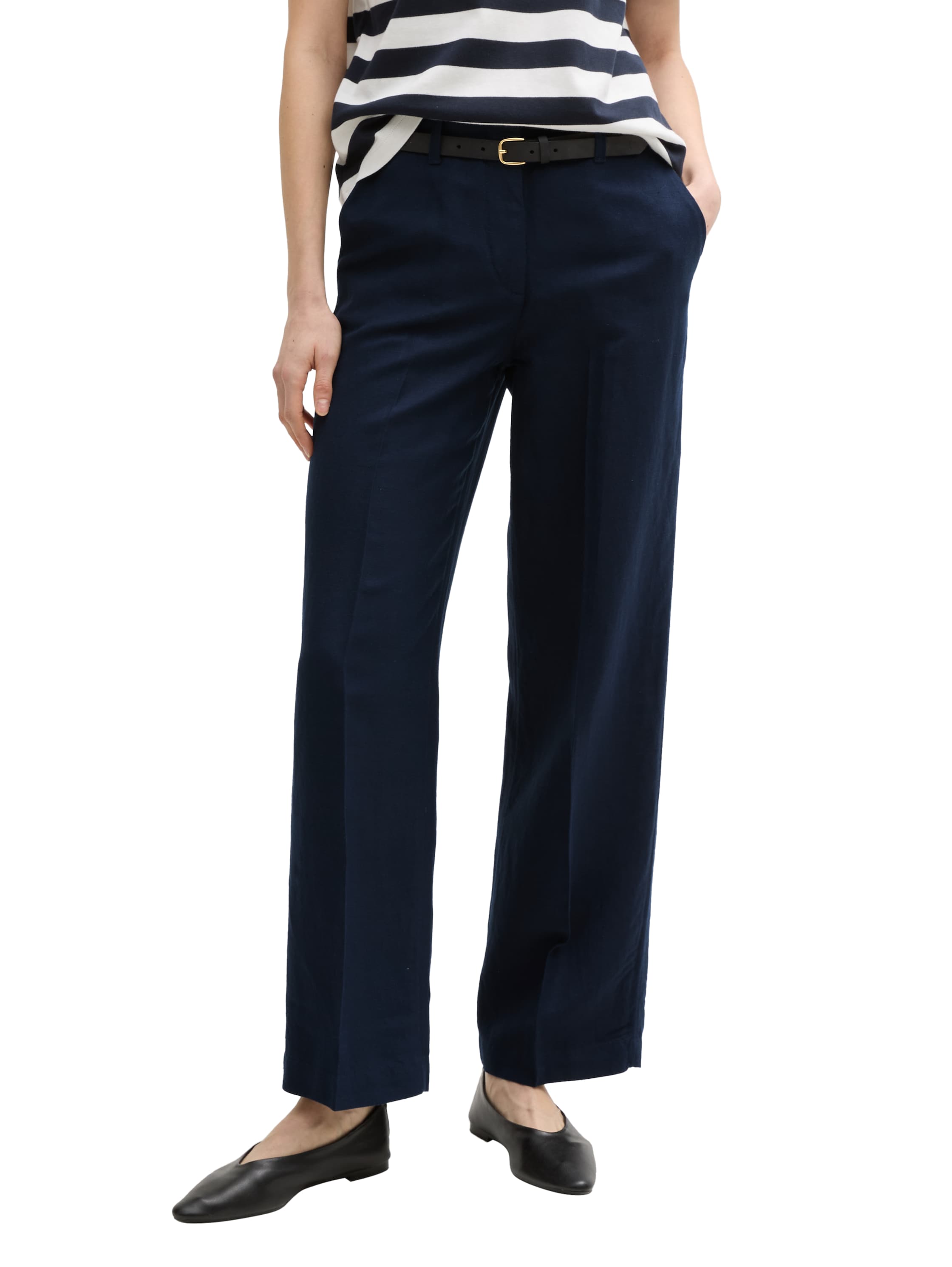 Tom Tailor Sky Captain Blue Wide Leg Pant With Linen Content