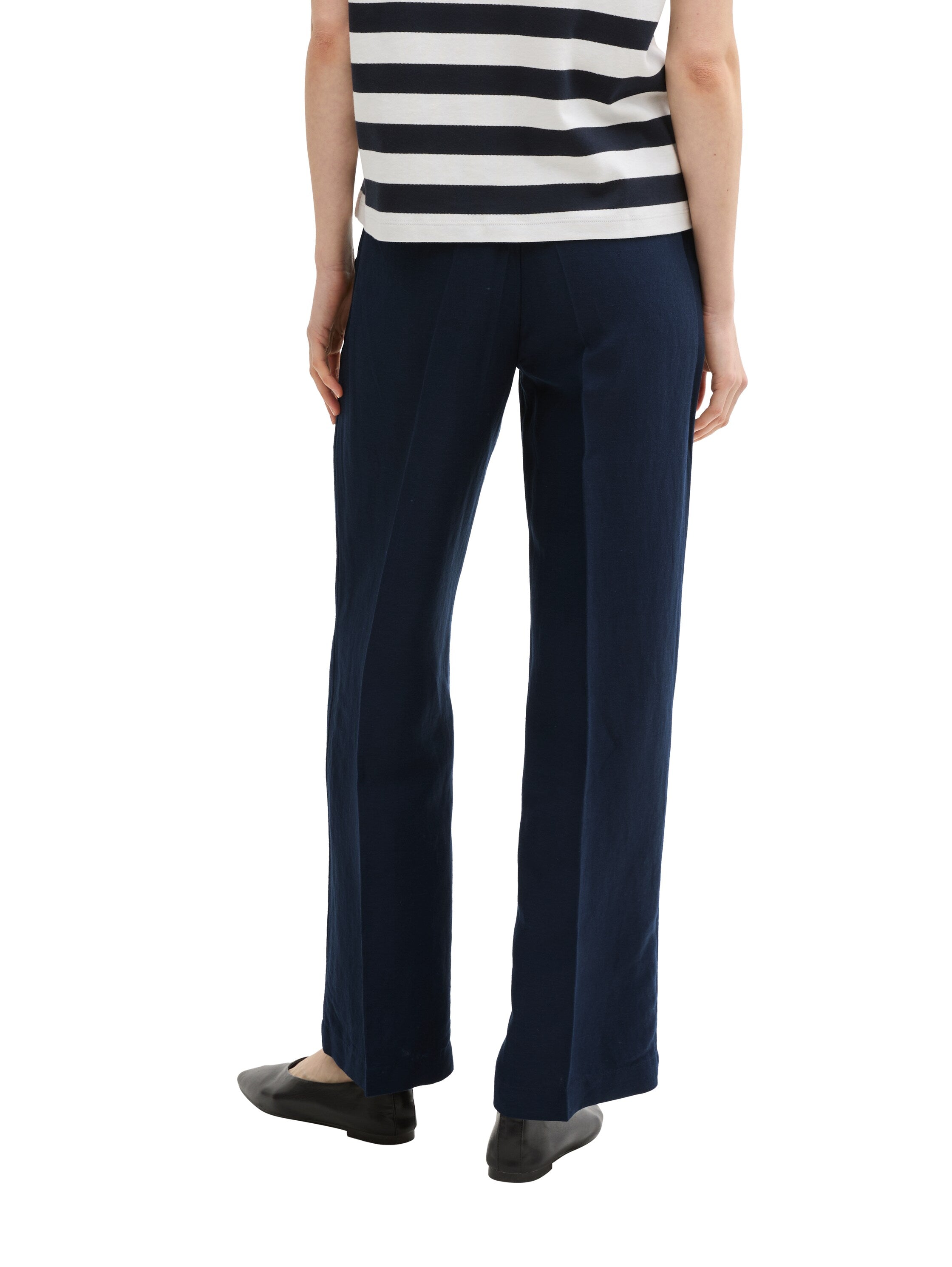 Tom Tailor Sky Captain Blue Wide Leg Pant With Linen Content