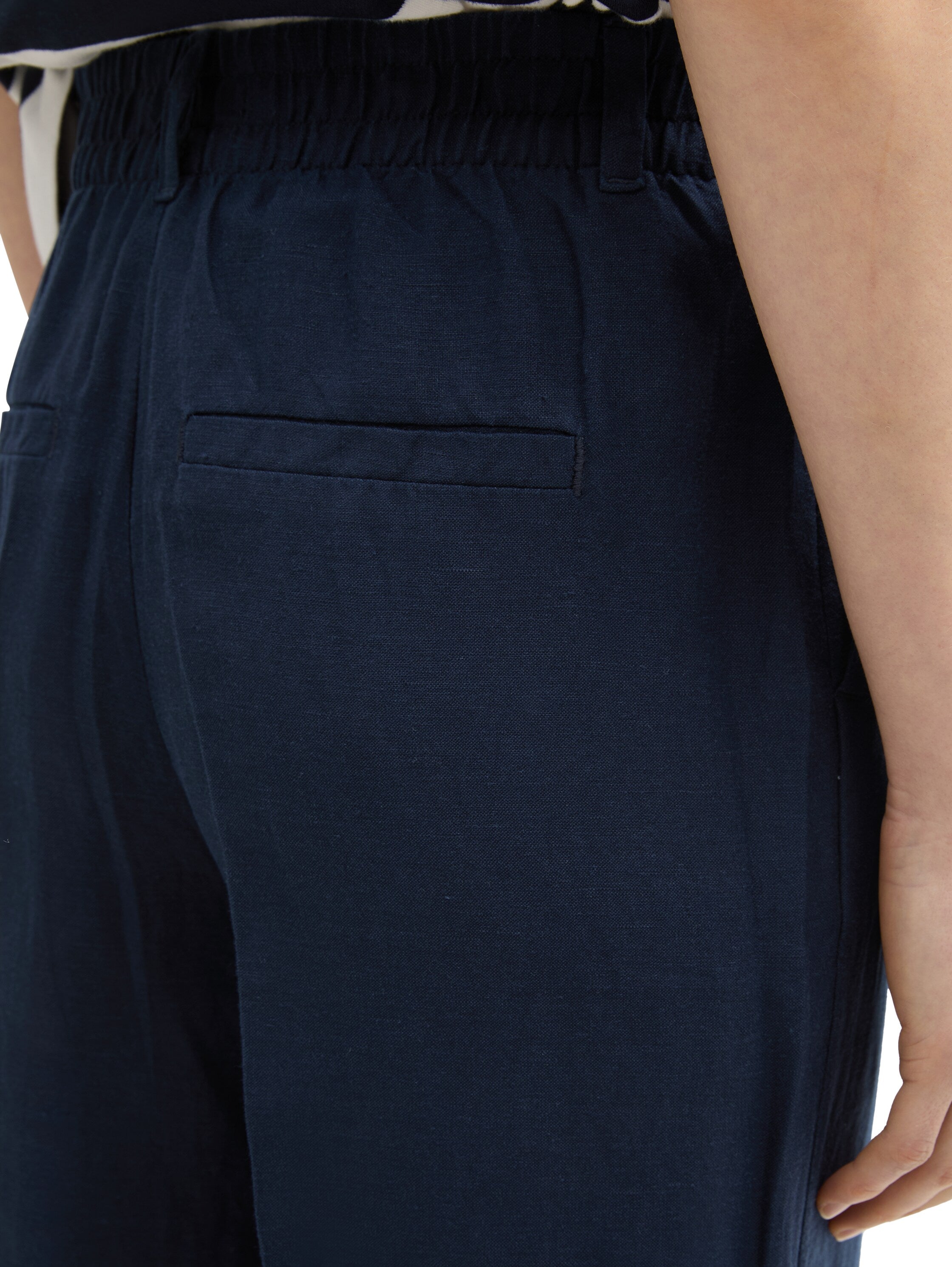 Tom Tailor Sky Captain Blue Wide Leg Pant With Linen Content