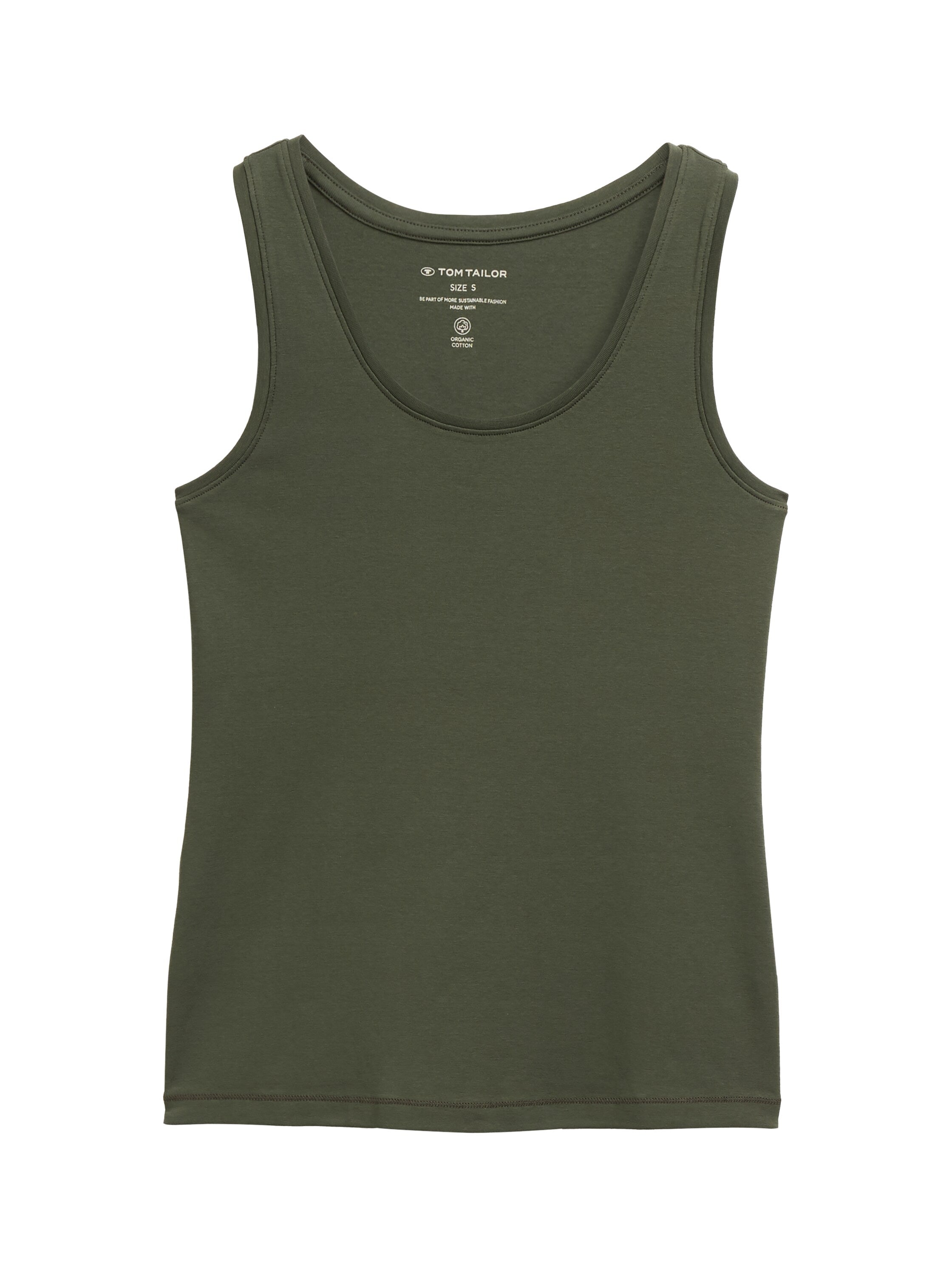 Tom Tailor Deep Forest Green Basic Top With Round Neckline