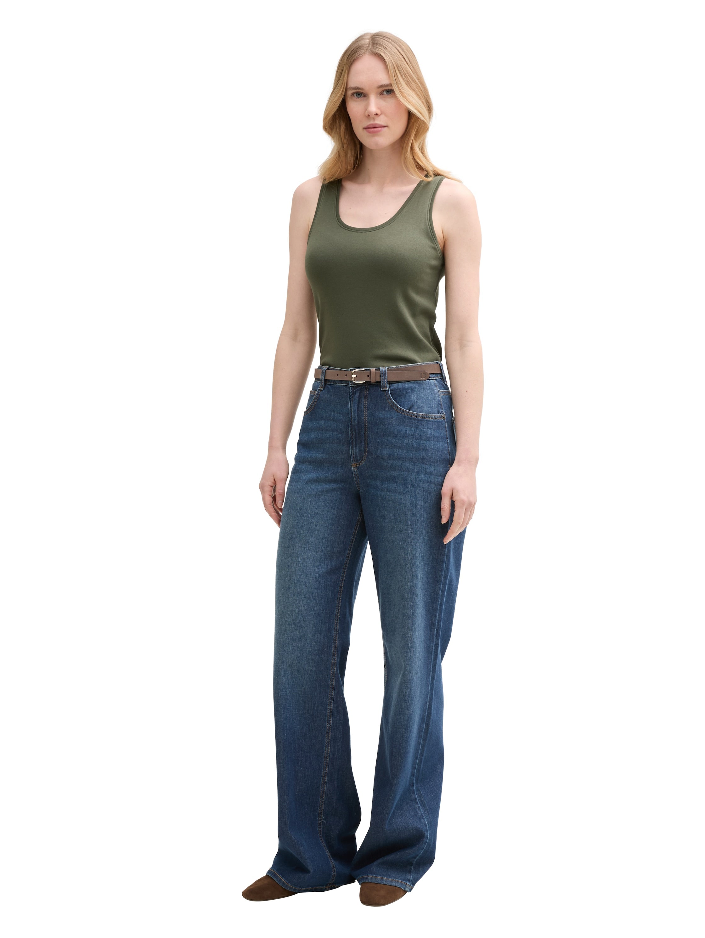 Tom Tailor Deep Forest Green Basic Top With Round Neckline