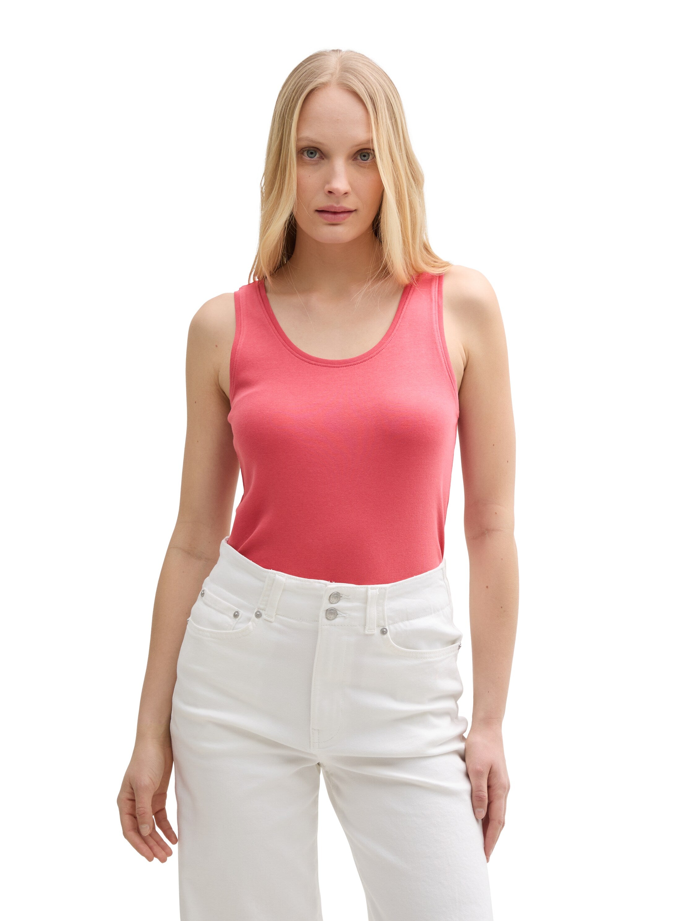 Tom Tailor Berry Red Basic Top With Round Neckline