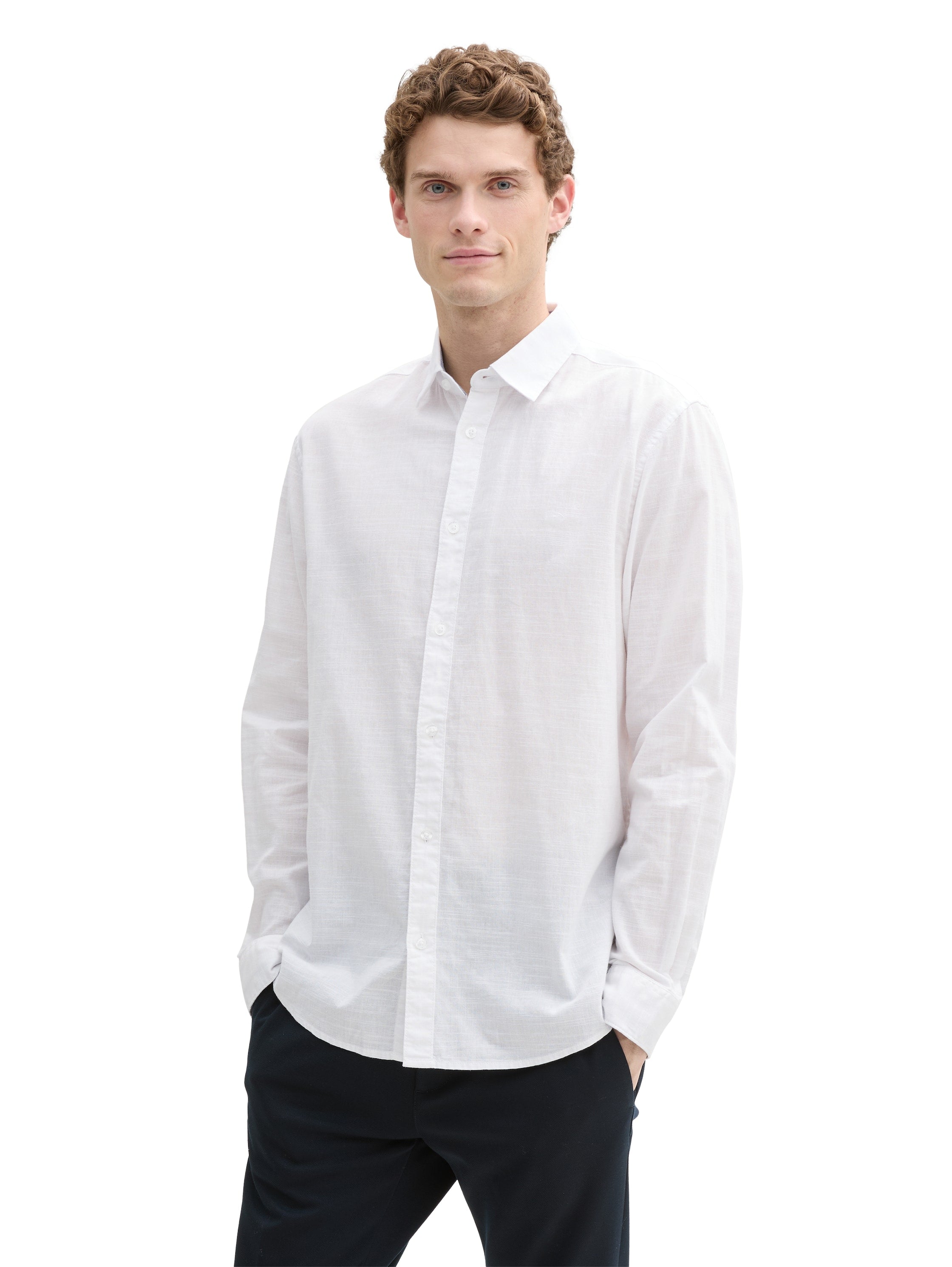 Tom Tailor Regular Fit White Shirt With Logo