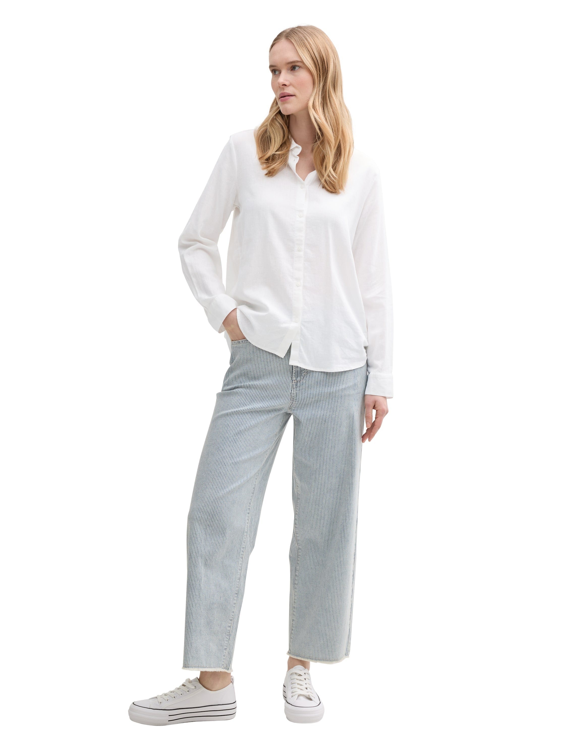 Tom Tailor White Shirt With Linen Content
