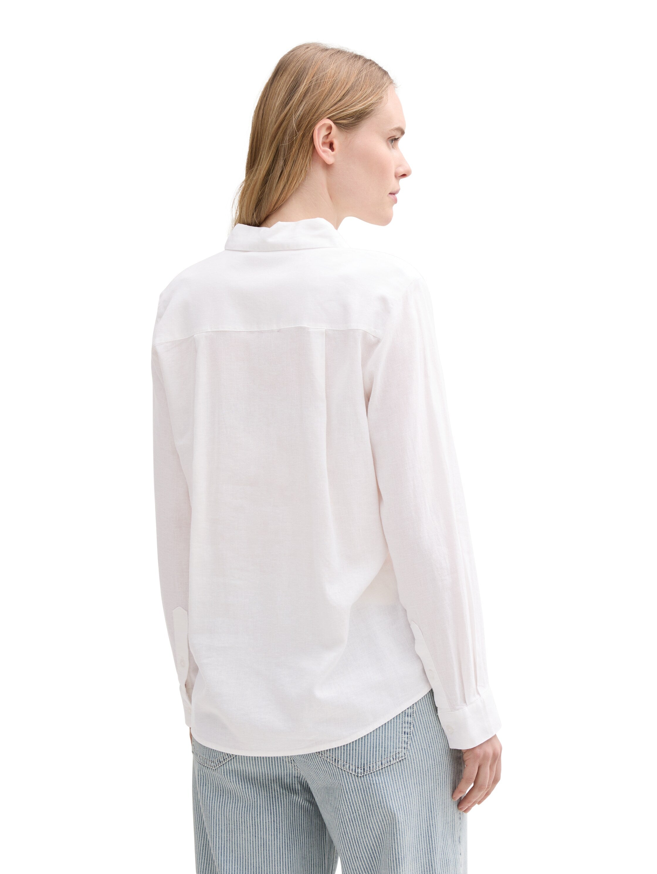 Tom Tailor White Shirt With Linen Content