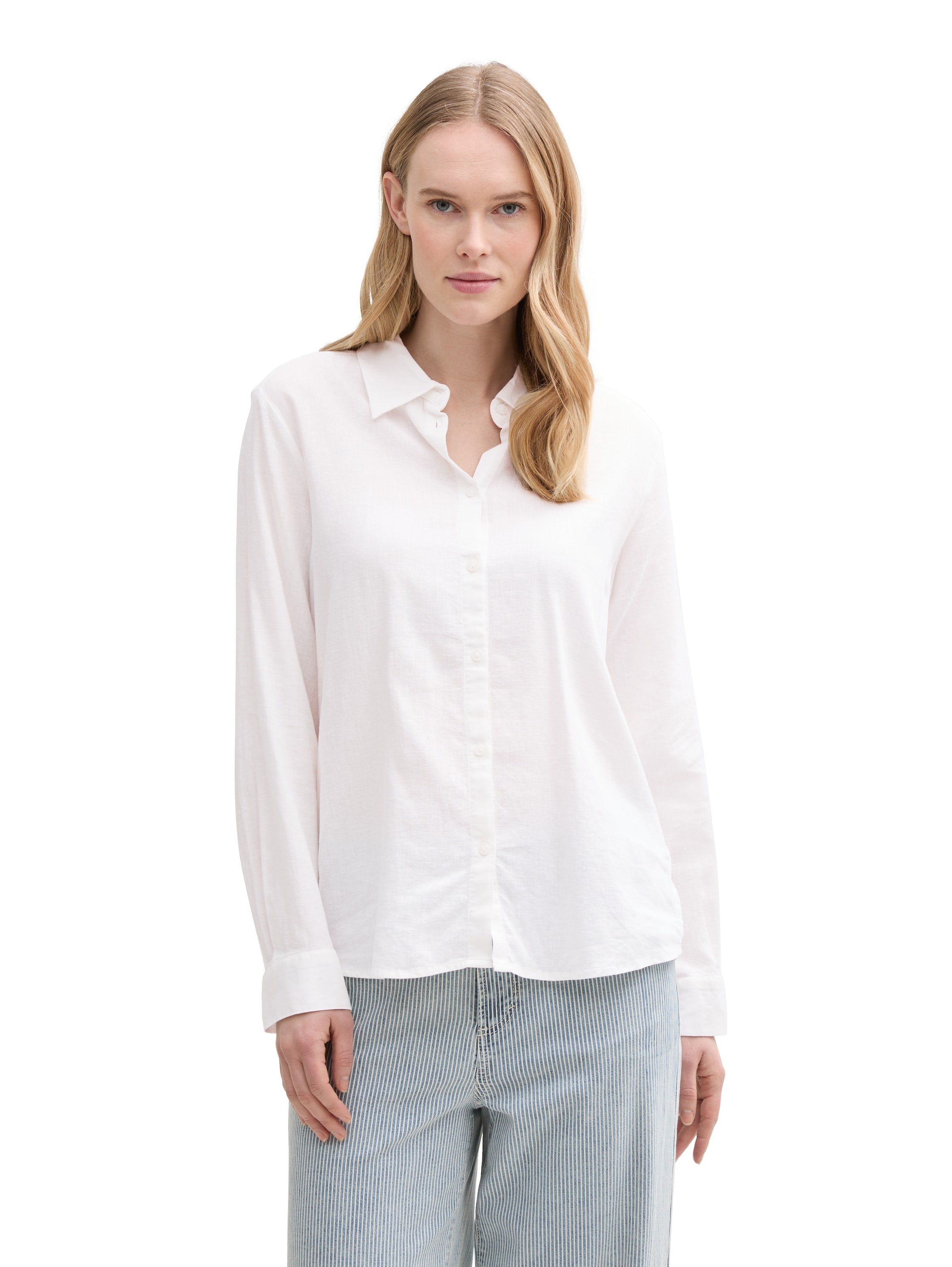 Tom Tailor White Shirt With Linen Content