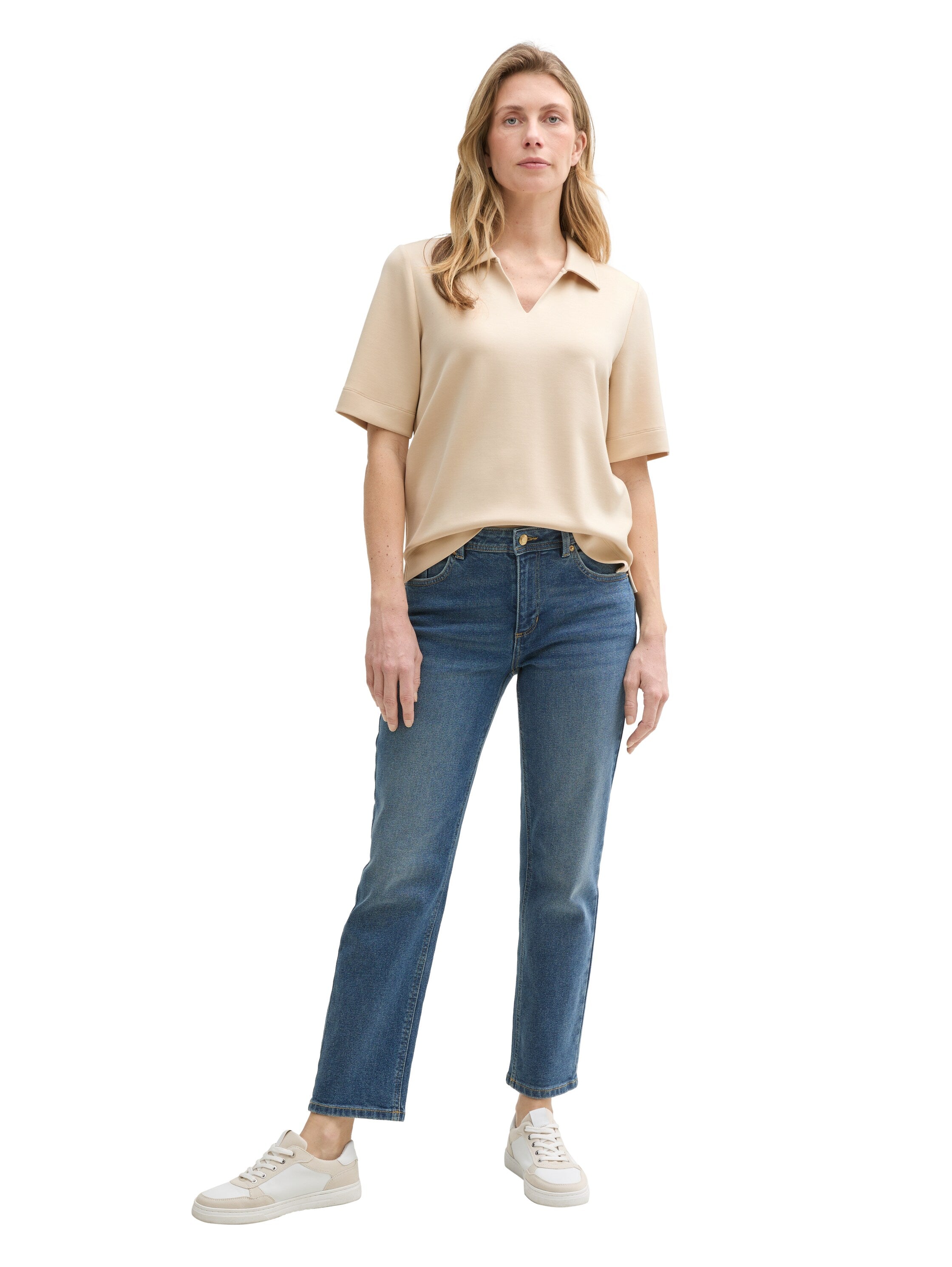 Tom Tailor Summer Beige T-Shirt With A Polo Collar