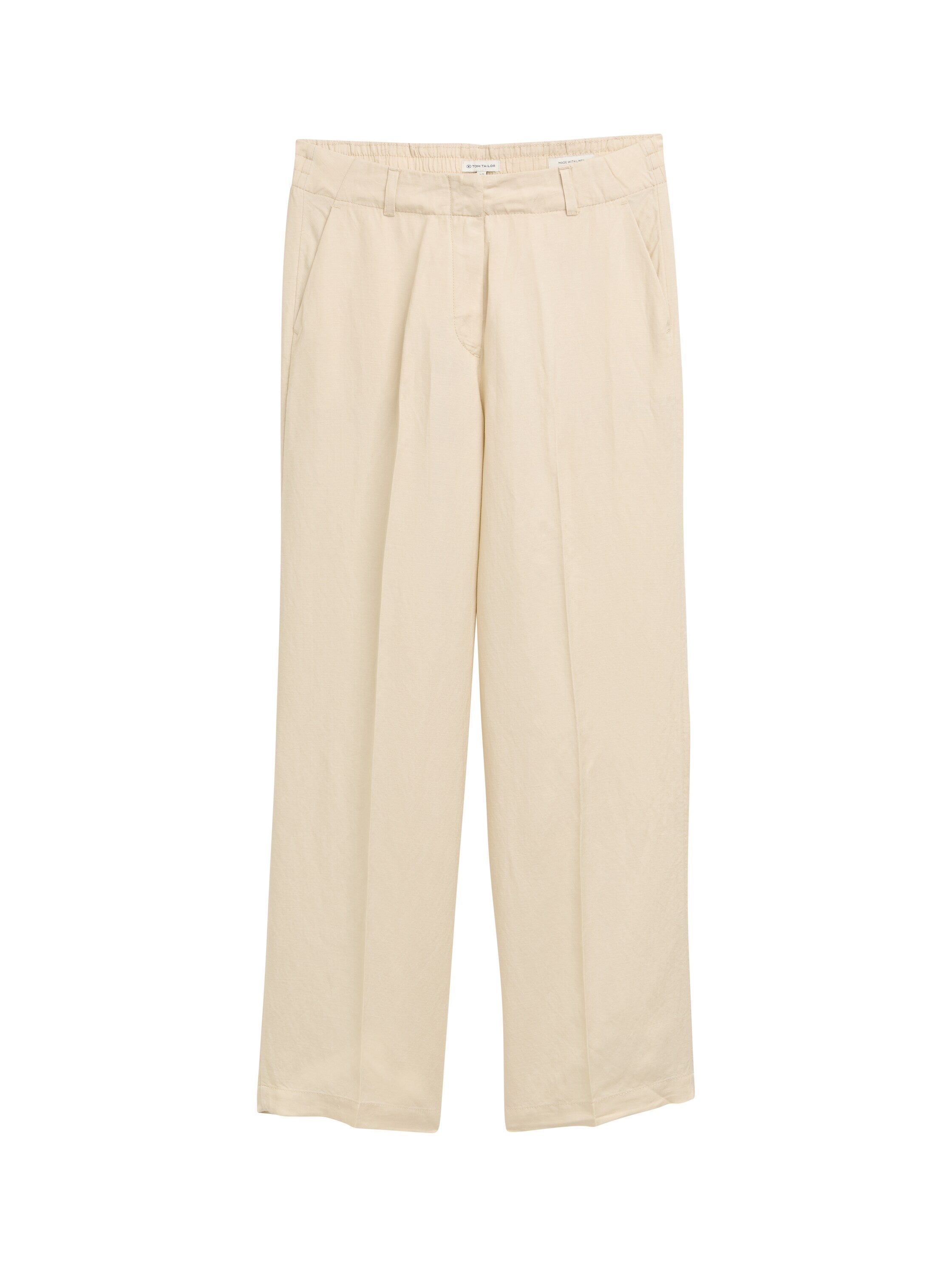 Tom Tailor Beige Wide Leg Pant With Linen Content