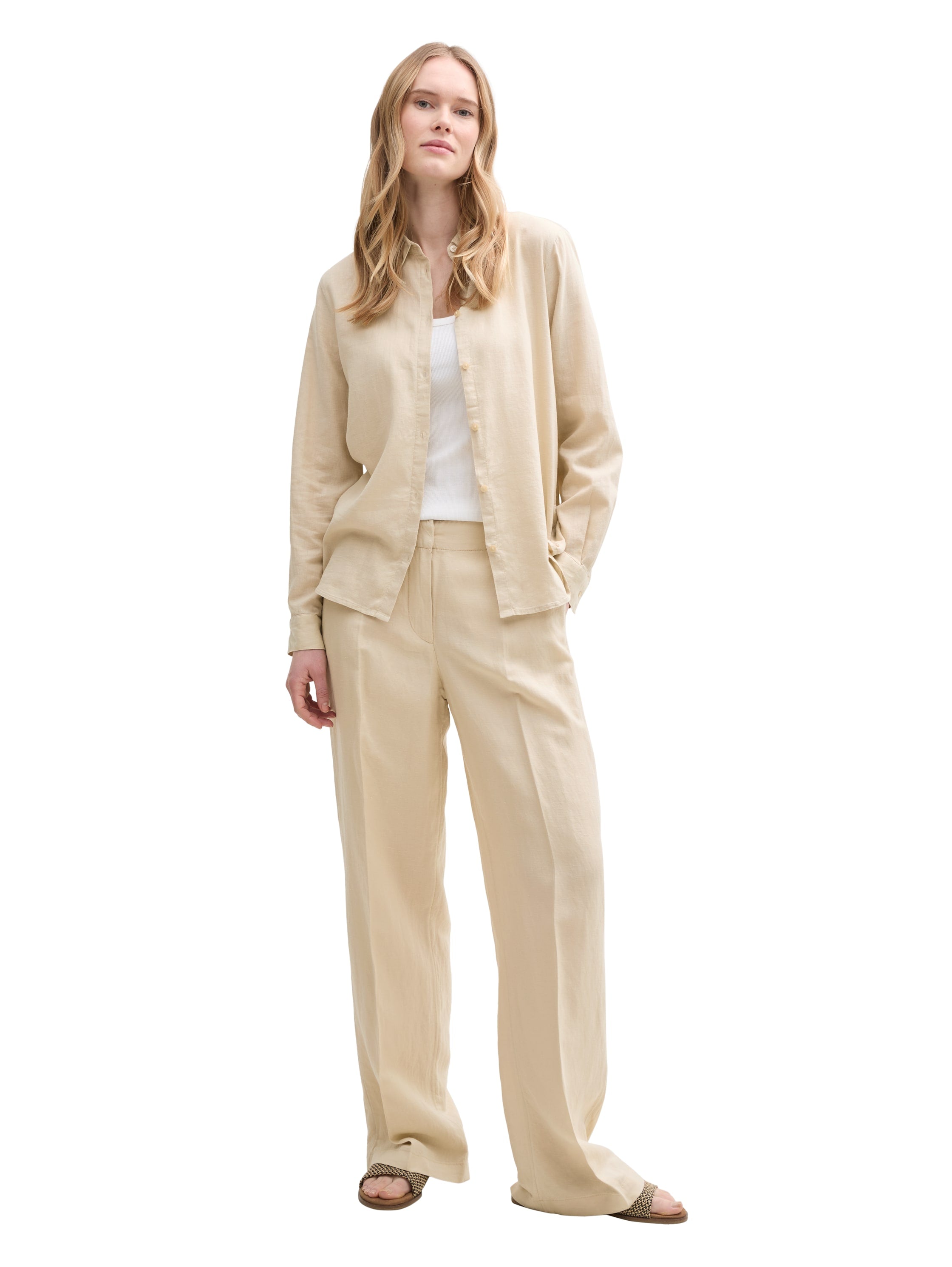 Tom Tailor Beige Shirt With Linen Content