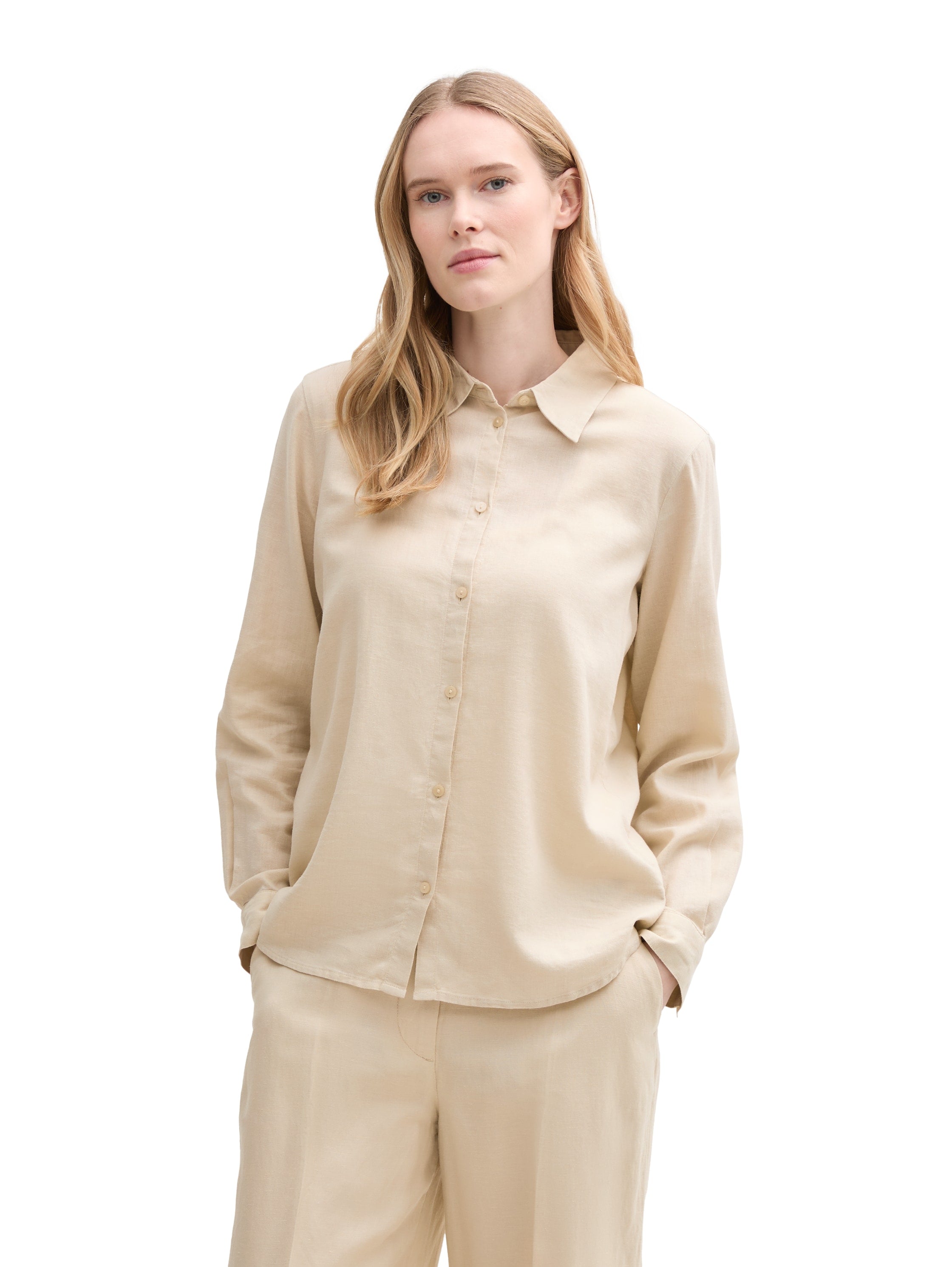 Tom Tailor Beige Shirt With Linen Content