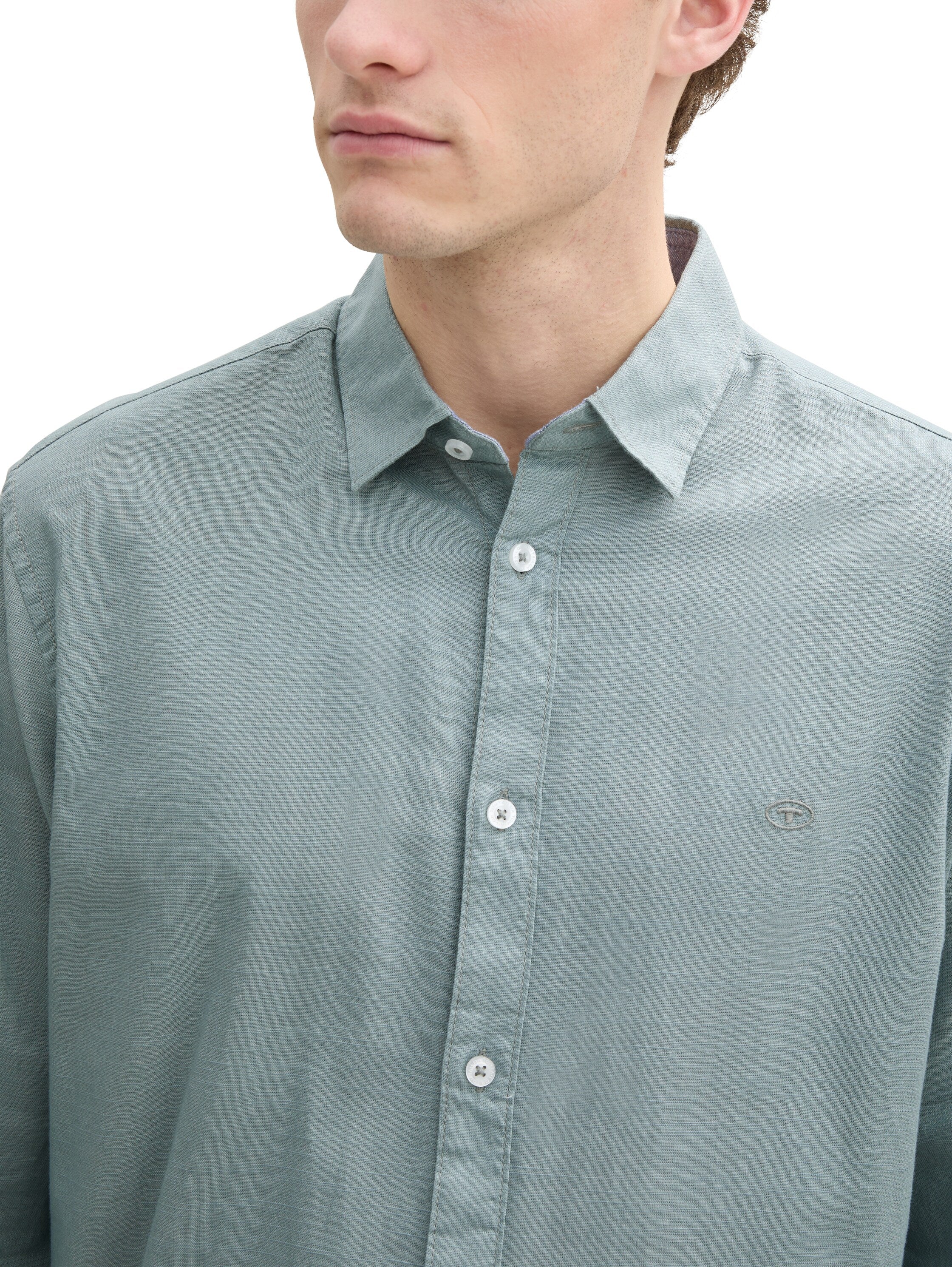 Tom Tailor Regular Fit Grey Mint Shirt With Logo